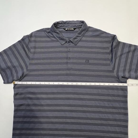 Travis Mathew Polo Shirt Mens 2XL Blue Striped Golfing Casual Preppy Adult - Picture 5 of 9